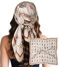 Sumolux Head Hair Scarf for Women Like Satin Silk Scarf Bandana Hair Wrapping Night Large Square Scarves 27.5" - color: White Pony