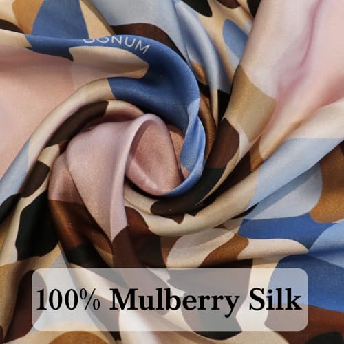 Ciormis 100% Mulberry Silk Scarf-Women's 21''/27''Square Silk Hair Head Scarf Neckerchief with Gift Packaged - color: 21''x 21''-style 68
