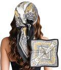 Sumolux Head Hair Scarf for Women Like Satin Silk Scarf Bandana Hair Wrapping Night Large Square Scarves 27.5" - color: Black Cashew Nuts
