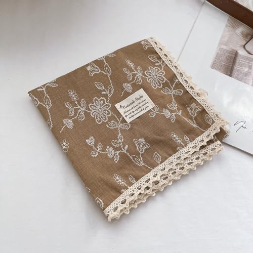 Soft Cotton Like Lace Bandana Headband, Head Wrap, Protective Coverage, Hair Neck Scarf for Women 24 x 24 inch - color: Cas007 - Sewing Flower Br
