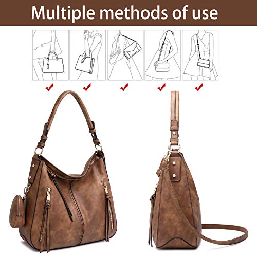 lapsting Hobo Bags for Women Handbags Purse Ladies Boho Shoulder Bag Crossbody Purses Faux Leather - color: B - 15.2inch Brown - Gold Hardware