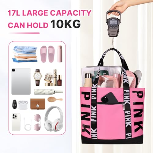 Boomistry Travel Tote Bag for Women, Large Waterproof Beach Bag for Daily | Large - color: Pink