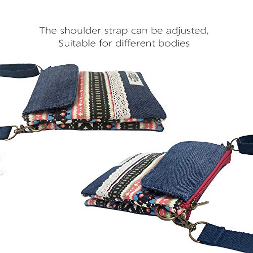 Roomy Cell Phone Purse Wallet Canvas Small Crossbody Purse Bags with Shoulder Strap For Women teen girlsl | Roomy - color: Q-red