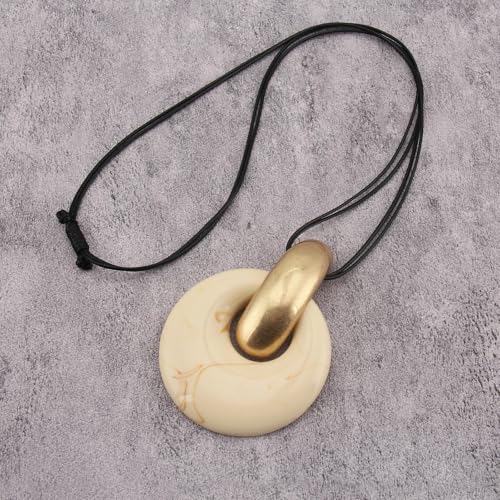 Leather Necklace for Women Large Pendant Hippie Choker Necklace Vintage Sweater Necklace Chunky Boho Necklaces for Women - style: Boho Rope Necklace