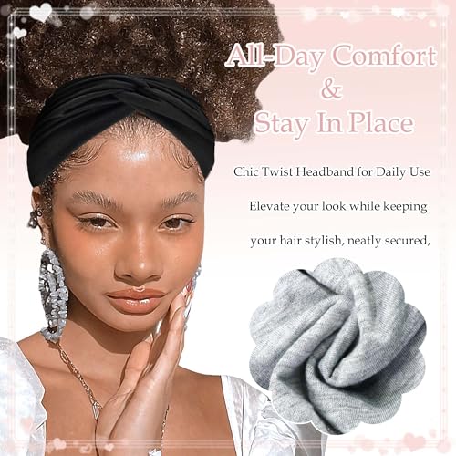 4 Pack Wide Headbands for Women Cute Boho Headband Leopard Knotted Turban Head Bands Hair Wraps Solid Color Head Scarf Fashion Turban Hairband Large Scarf Headband For Women’s Hair Accessories - color: Style 135