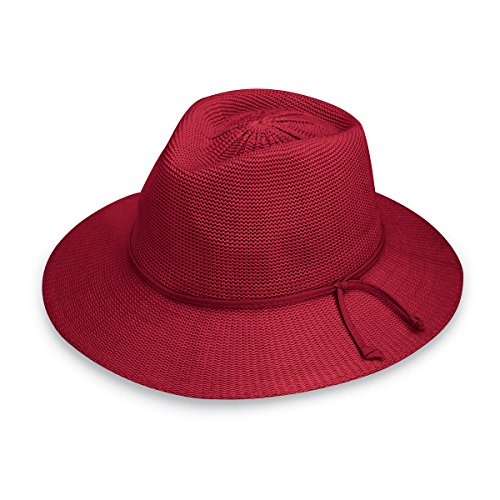 Wallaroo Hat Company Women's Victoria Fedora – UPF 50+ UV Protection, Wide Brim, Packable & Adjustable Sun Hat - color: Cranberry, size: Medium