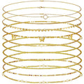Lenwen 10 Pcs Summer Beach Belly Chain Adjustable Waist Multi Layered Chain Waist Jewelry for Women Girls Multilayer Body - color: Gold, style: Cute Style