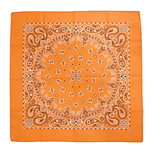 Single Pack Bandanas 60s Premium Cotton Soft Thin Handfeel Large Handkerchief for Men and Women - color: 1 Pack-orange