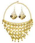 Seawhisper Belly Dance Golden/Silver Coins Necklace and Earrings Bracelets - color: Golden(3pcs:1 necklace + 2 earrings)