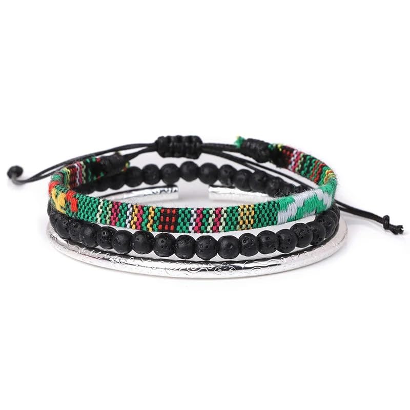 Hippie Necklaces For Women Men, Boho Woven Rope String Bracelets Handmade, Adjustable Braided Long Rope Charm Pendant, Peace Sign Bohemian Couple Bracelets Jewelry Keychain - color: hippie bracelets 649