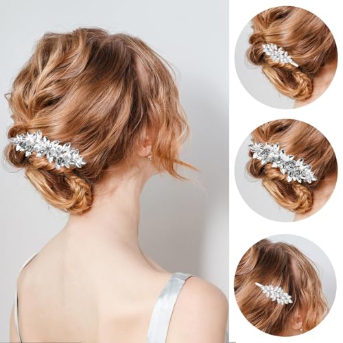 REDANHA 4 Count Rhinestone Bridal Hair Clip, Hair Clips, Rhinestone Jewelry Barrette Vintage Hair Accessories Pearl Hair Clips for Women Wedding