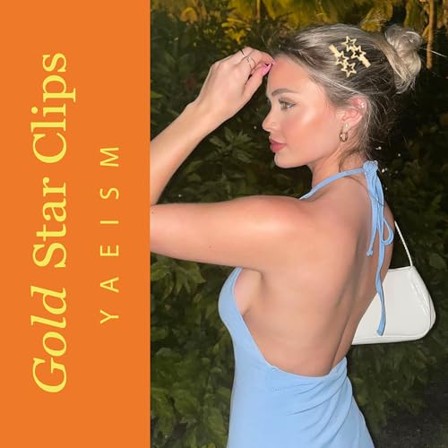 10PCS Blue Starfish Hair Clip Bling Gold Seashell Hair Clips Y2K Summer Beach Shell Hair Accessories for Women and Girls - color: Blue