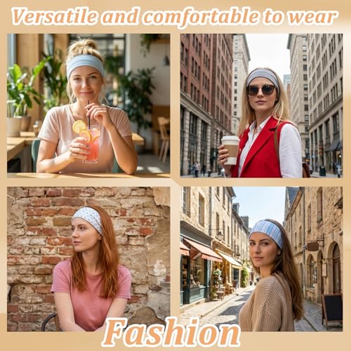Tyqour 8pcs Women's Headbands Fashion Non Slip Cute Headband for Women Hairpin Headband Soft Fabric Girls Elastic Headbands Spring Summer Outfit