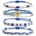 FANCY SHINY Boho Nautical Compass String Bracelets Beaded Clay Beads Bracelet Stackable Friendship Bracelets Summer Beach Outfits for Women Girls - color: Royal Blue