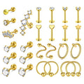 Mayhoop 16g Cartilage Earrings - Men Women Surgical Stainless Steel Tragus Piercing Jewelry Stud Hoop Forward Helix Rook Daith Conch Earrings - style: Gold
