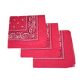 Motique Accessories Set of 3 Paisley Bandanas – 100% Cotton 22 Inch Head Scarf Neck Bandana Face Cover - color: Hot Pink