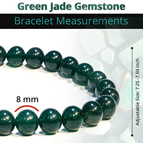 ANAYA AGATE Healing Crystal Bracelet for Women and Men – 8mm Round Beaded Bracelet for Men and Women – Unisex Stretchy Gemstone Bracelet for Healing and Protection - color: Green Jade