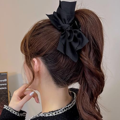 3 PACK Large Bow Western Hair Claw Clips,Boho Bandana Hair Bows Clips for WomenThick Hair Non-slip Hair Accessories for Girls - color: Black,White,Red