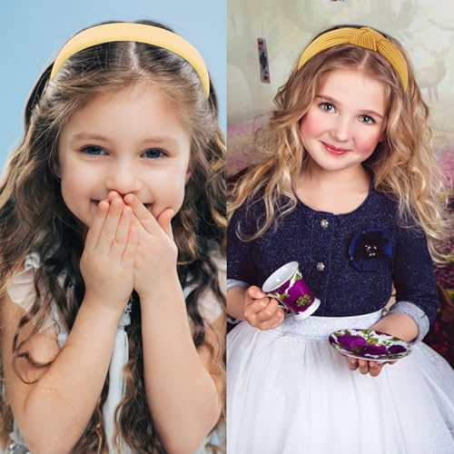 VELSCRUN Headbands for Women 7 Pcs Different Yellow Fashion Knotted Solid Head Bands Pearl Headband Non Slip Hair Band for Womens Gilrs Thin Thick Short Hair Face Wash Hair Accessories - color: Gold Yellow