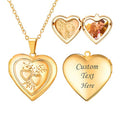 U7 Women Locket Necklace Platinum 14K Gold Photo Lockets that Hold Picture,Chain 20 Inch Personalized Gift Custom Love Heart Image Necklaces - color: 03# Gold*2 Heart