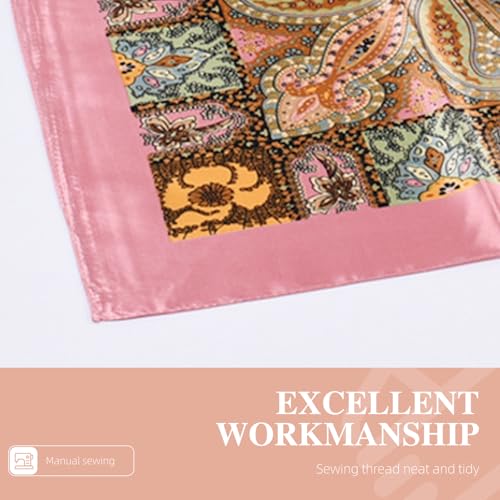 35 x 35 Women's Fashion Pattern Large Square Silk Like Hair Scarf Head Sleeping Wrap Satin Neck Bandana for Gift… - color: Big Cashew Pink