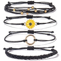 FANCY SHINY Easter Gifts Basket Stuffers Sunflower String Bracelet Boho Braided Rope Wrap Bracelets Cute Summer Beach Surfer Jewelry for Women - color: Black