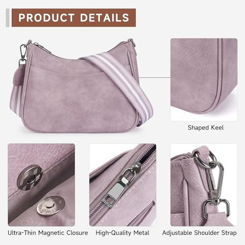 APHISON Trendy Leather Crossbody Purse with Adjustable Strap, Women's Shoulder Handbag - color: 04-purple