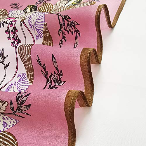 FONYVE 100% Mulberry Silk Scarfs for Women-Lightweight Square Satin Head Scarf-Small Silk Hair Scarf for Sleeping 21"x21" - color: 01 Flower Red
