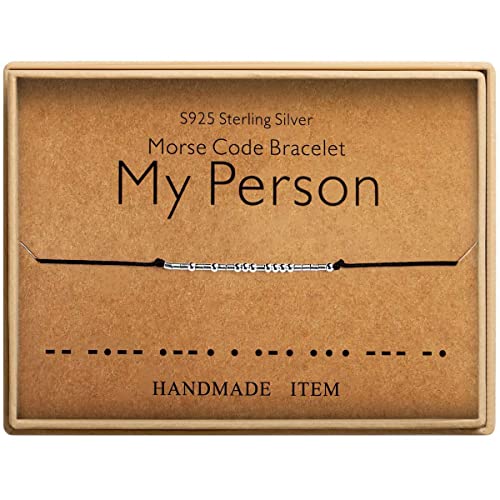 KGBNCIE Inspirational Gifts for Women, Morse Code Funny Gifts Bracelets for Women, S925 Sterling Silver Morse Code Bracelets Friend Gifts - style: 8-My Person