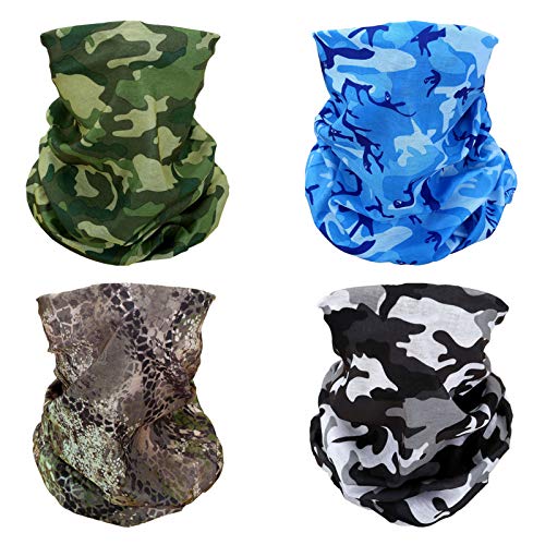 4 Camo Headband Bandana Balaclava Half Face Mask Shield Head Hair Scarf Neck Gaiter Hat Multipurpose For WoMen Men Breathable Reusable Washable Brown Blue Green Black White Forest - color: 4x Camo Face Mask