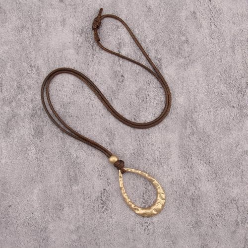 JAOYU Boho Necklace for Women Large Pendant Necklace Boho Long Choker Leather Gold Necklace Vintage Earthy Jewelry Trendy - style: Boho Gold Necklace