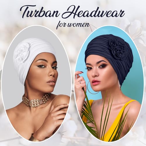 JenPen 4 Pcs Cotton Chemo Headwear for Women Turban Soft Cancer Head Scarf Hats Beanie Elastic Hair Wraps - color: Solid Color
