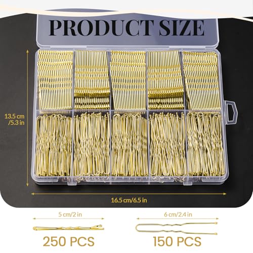 YGDZ 400 Counts Blonde Bobby Pins Hair Pins Set for Women, Blonde 2inch Bobby Pins for Buns Bulk, 2.36inch Gold U Shaped Hair Pins for Styling, Hair Accessories for Women, Girls, Wedding - color: Blonde