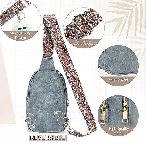 APHISON Small Sling Bag Fanny Packs Cell Phone Purse Vegan Leather Crossbody Bags for Women Chest Bag with Adjustable Strap Blue - color: 11-blue