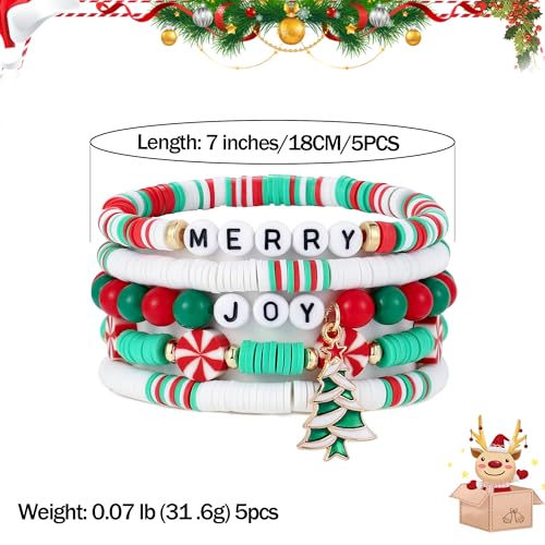 Elegance 11 designs Heishi Beaded Bracelets For Women Polymer Clay Colorful Surfer Stackable Beads Boho Bracelet Summer Beach Jewelry - color: Pine tree