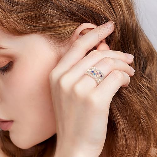 Personalized Name Family Rings Custom 1-6 Birthstones Mother's Rings Sterling Silver Promise Ring for Mother's Day Daughter Grandma Women - color: 2 Stones