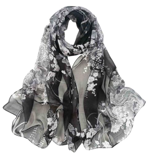 Xyueanlo Fashion Scarves for Women Lightweight Elegant Scarf Sunscreen Wraps Shawls - color: Peony Black