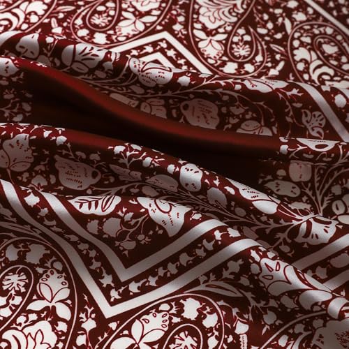 STARWHISPER 100% Pure Mulberry Silk Square Scarf-27''x27 Lightweight Hair Scarves Headscarf Night Sleeping with Gift Packed - color: Burgundy Paisley
