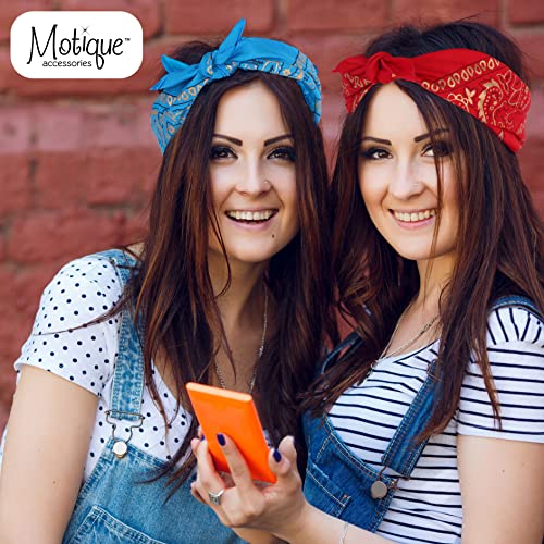 Motique Accessories 22 Inch Cotton Paisley Bandana - color: Apple Green Gold