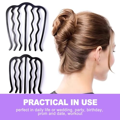 7 Pcs Metal Hair Combs & Forks U Shaped French Hair Pins for Updo Buns Chignon Thick Fine Hair Styling Accessories