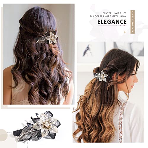 Mistofu 3.93inch DIY Copper Wire Metal Hand-woven High-level design Barrettes Elegant Hair Accessories, Gifts for Women Girls (black) - color: black