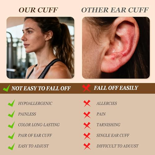 Ear Cuffs Non Piercing 14K Gold Plated Ear Cuff Earrings for Women Trendy Clip on Cartilage Earring Stacks Non Pierced Adjustable Fake Earrings Set Jewelry - color: A2:Gold Ear Cuffs 10CS