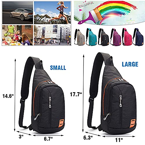 Peicees Small Sling Backpack Waterproof Unisex Shoulder Bag Chest Crossbody Daypack - color: 2_black, size: Small