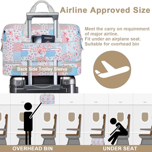 IBFUN Weekender Bags for Women, Travel Duffle Bag with Shoe Compartment Carry on Weekender Overnight Duffel for Weekend Travel Business Trip 3PCS - color: E3-Blue