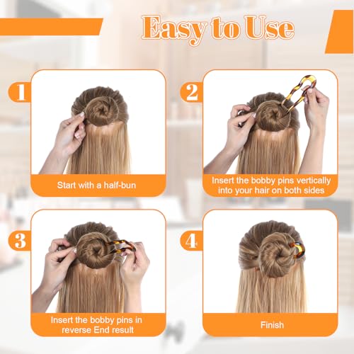 4 Pcs French Hair Pin U Shaped Acetate Hair Pins Fork 2 Prong Updo Chignon Pin for Women Girls Hairstyle Accessories（4 Colors）