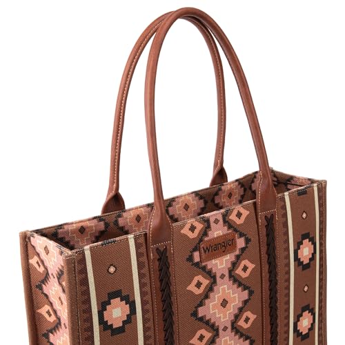 Wrangler Aztec Tote Bag for Women Boho Shoulder Purses and Handbags - color: Angel Diamond Oakwood