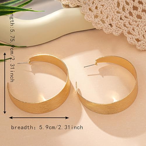 Large Hoop Earrings Lightweight Chunky Earrings for Women Chunky Earrings Big Hoop Earrings for Wedding - style: Dangle-Gold-02