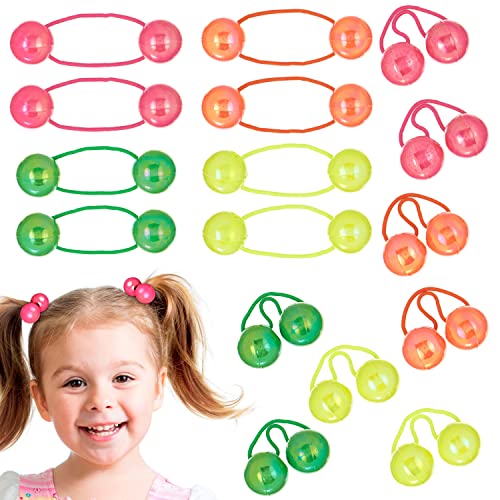 16pc Neon Ponytail Ball Hair Tie Set - Elastic Hair Accessories for Girls | Elastic Hair Accessories for Girls, Toddlers & Kids. Durable Secure Stretch. Fun Colorful Hair Elastics for Kids/Girls - color: Neon