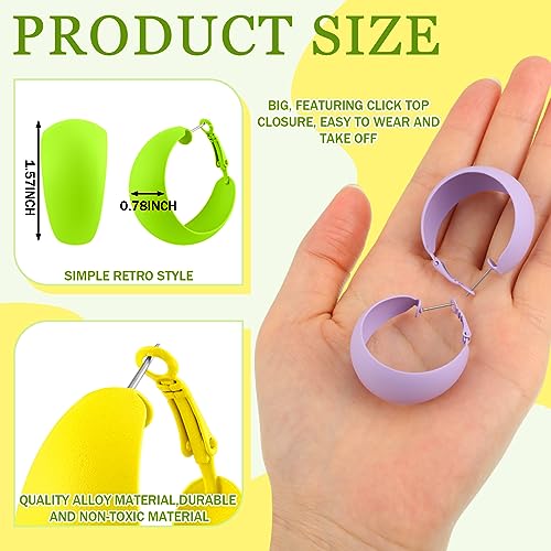 Sasylvia 16 Pairs Colored Hoop Earrings for Women Matte Colorful Hoop 80s Retro Neon Summer Drop Earrings - style: C Style