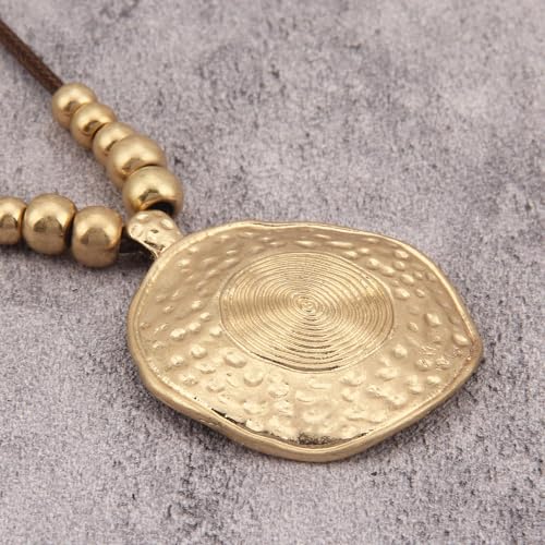 Bohemian Necklaces for Women Long Leather Necklace with Large Pendant Chunky Boho Hippie Jewelry Pendant Chocker Necklace - style: Bohemian